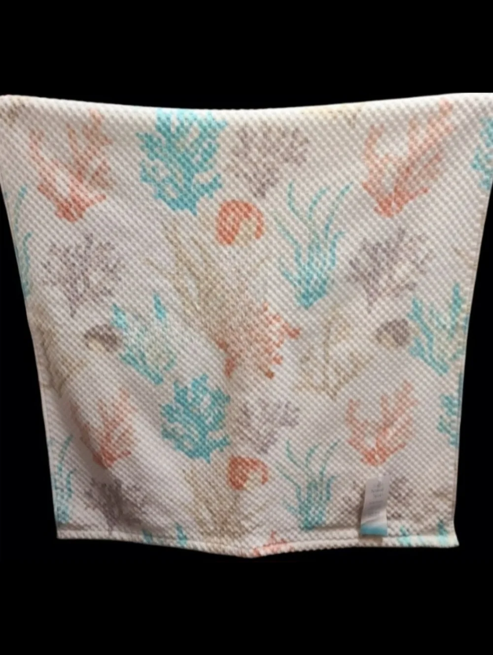 6pc Fish & Sea Coral Coastal Bath Hand Tip Towel Set Sage Island Spa NEW